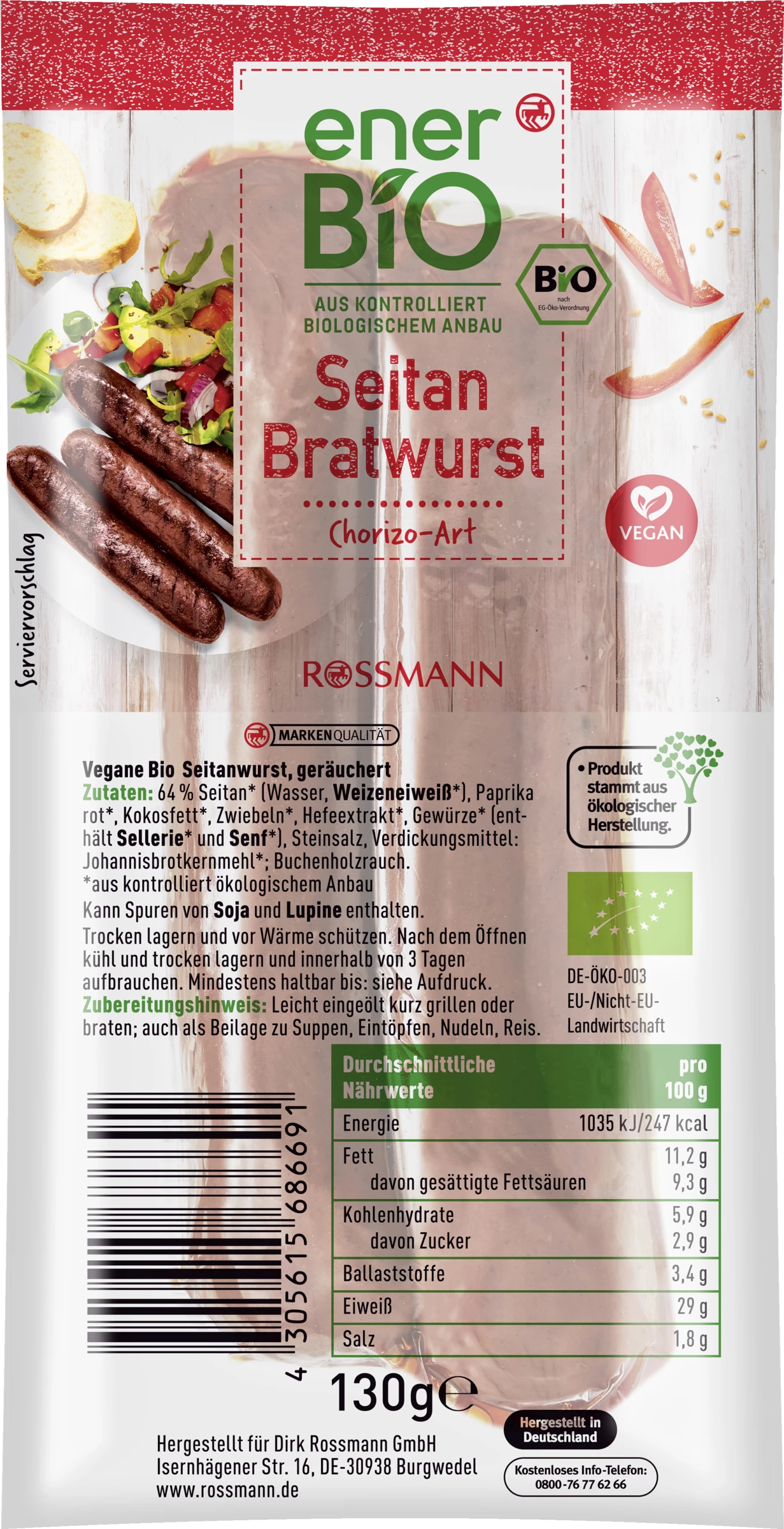 EnerBiO Seitan Bratwurst Chorizo Art 3 EnerBiO Seitan Bratwurst Chorizo Art