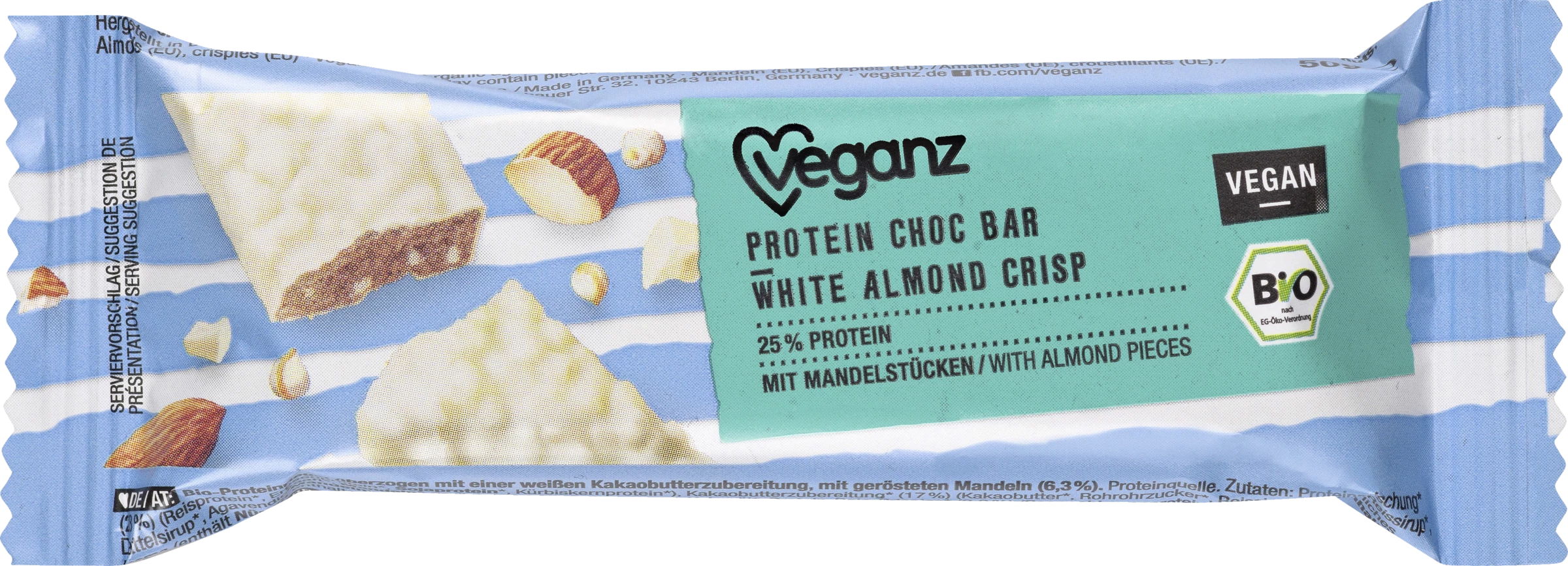 Veganz Bio Protein Choc Bar White Almond Crisp 3 Veganz Bio Protein Choc Bar White Almond Crisp