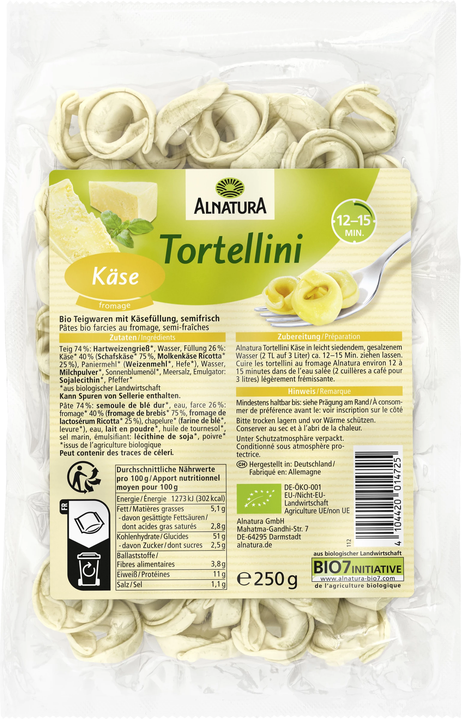 Alnatura Bio Tortellini Käse 3 Alnatura Bio Tortellini Käse
