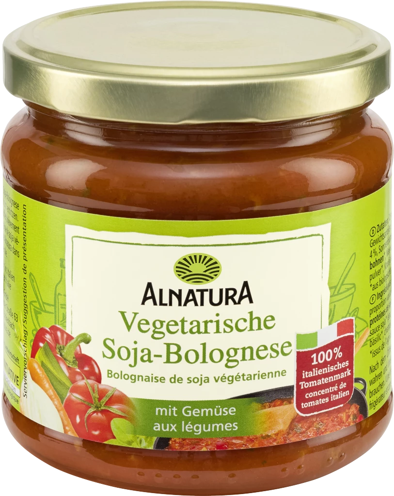 Alnatura Bio Vegetarische Soja-Bolognese Sauce 3 Alnatura Bio Vegetarische Soja-Bolognese Sauce